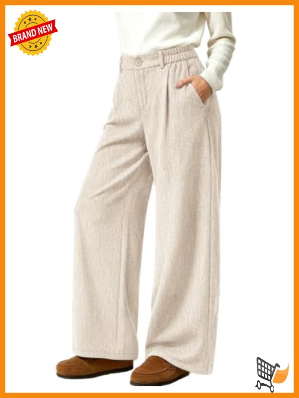Wide Leg Wool Blend Dress Pants Casual Fall Trousers High Rise Straight